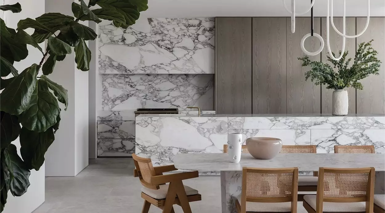 modern kitchen with marble details