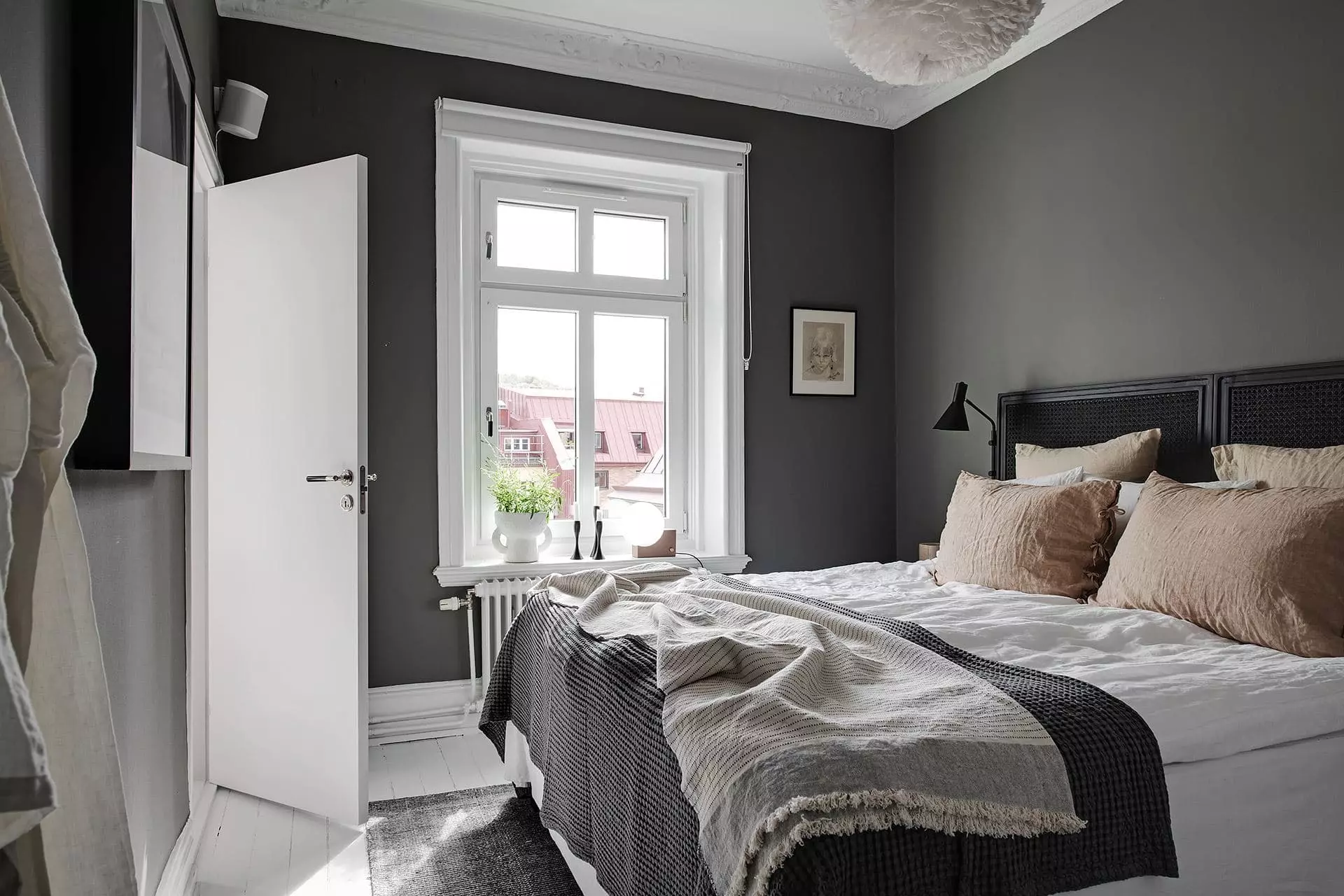 Green-Tinted Grey Bedroom