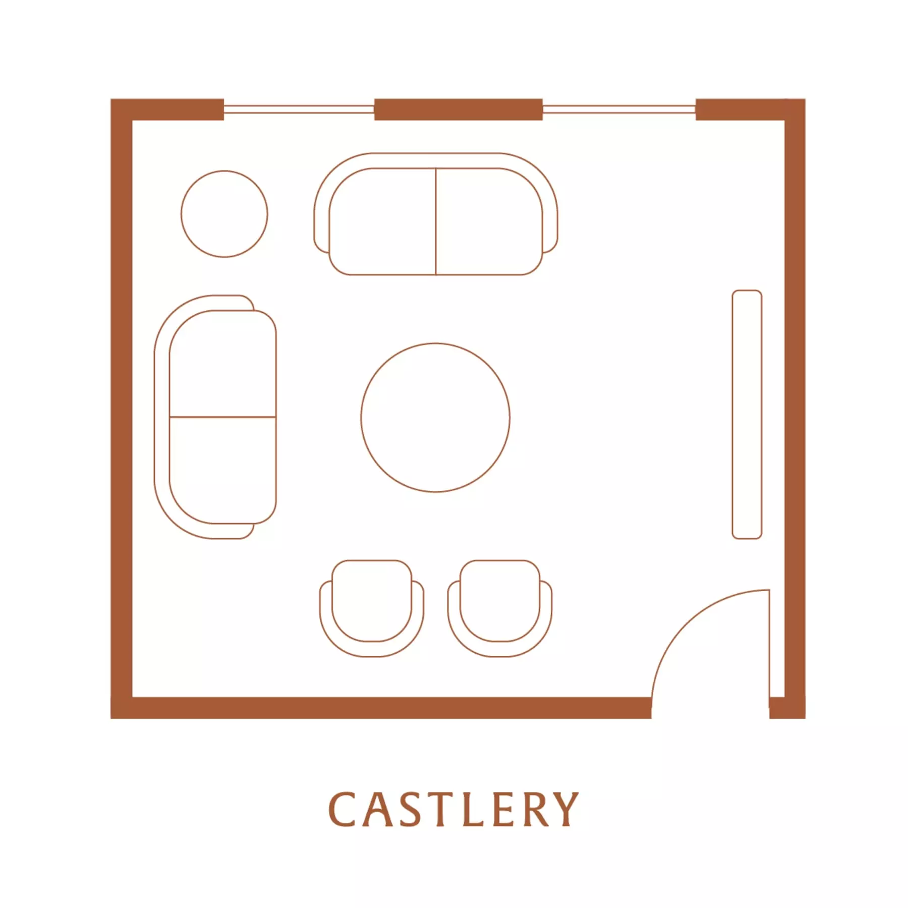 An illustration of an ideal living room layout according to Feng Shui.