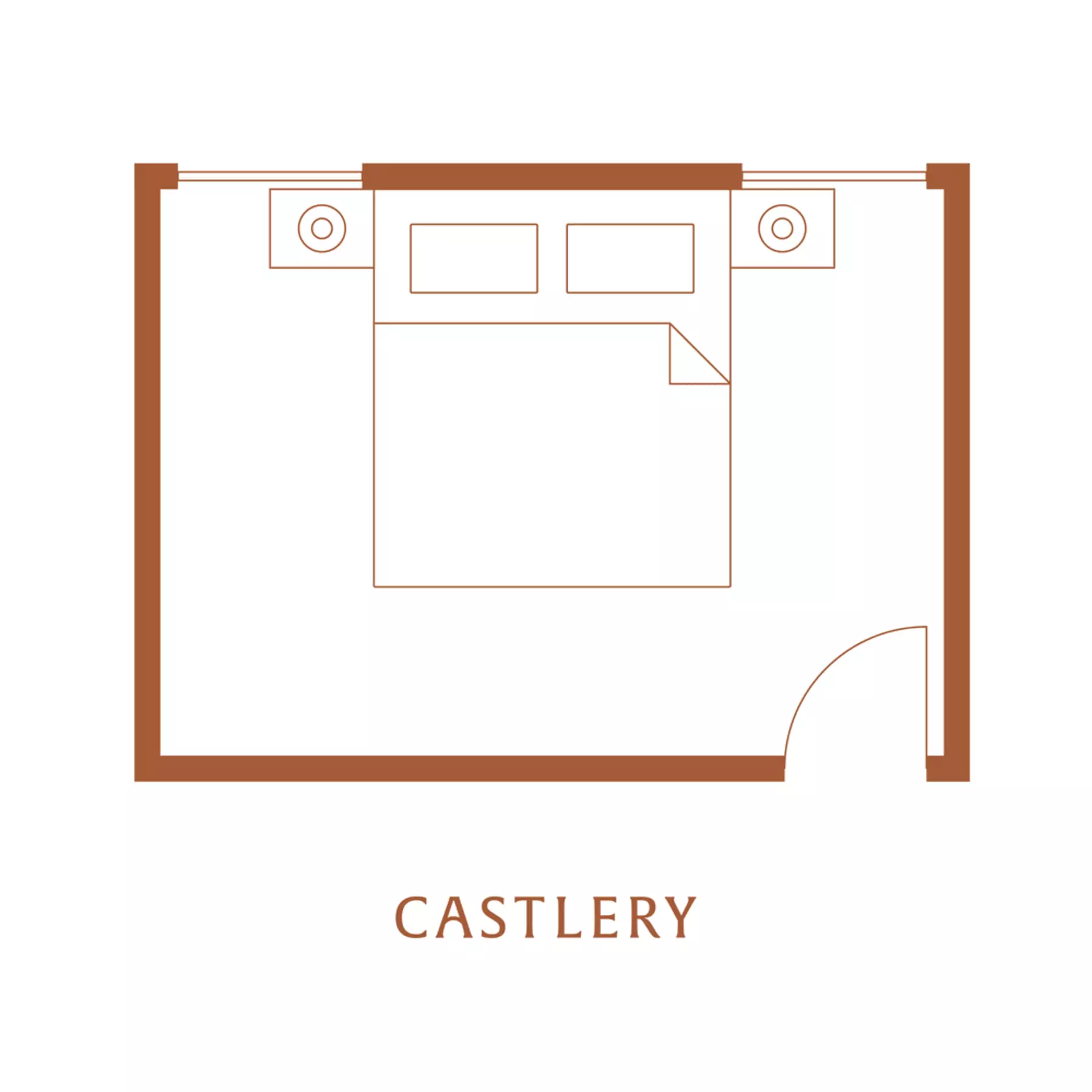 An illustration of what an ideal bedroom layout looks like.