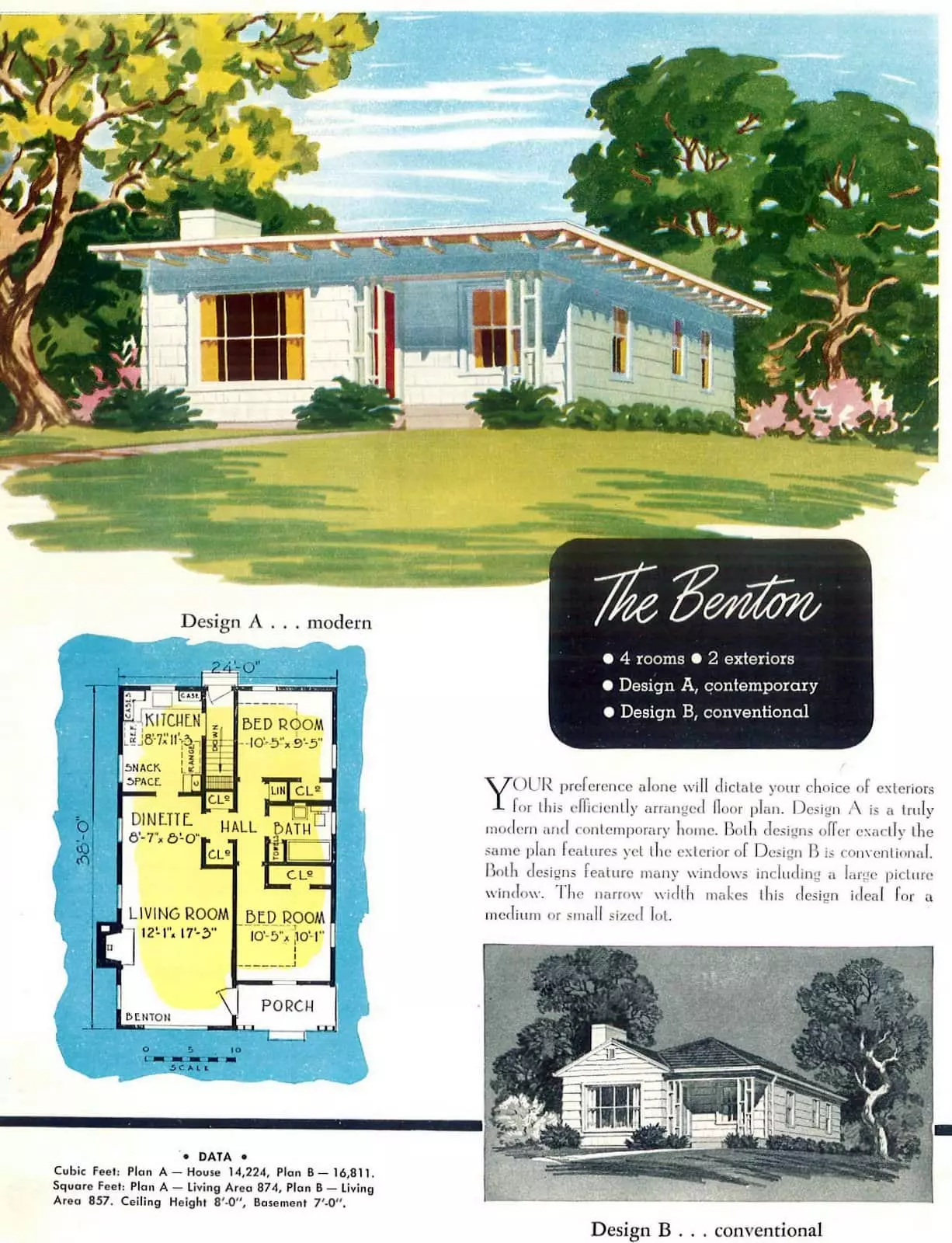 Vintage 40s post-war starter home designs from 1949