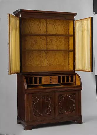 Wooden secretary desk, American, 1836-50