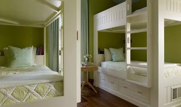 #19 DOUBLE DECKER BEDS WITH CLOSET DRAWERS AND SHELVES FOR STORING MISCELLANEOUS STUFF