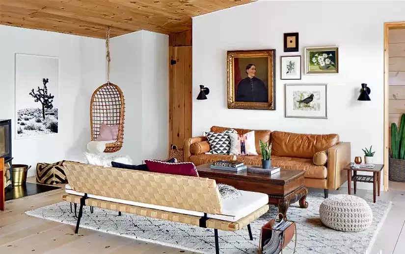 Rustic country property with a mix of mid century modern furniture