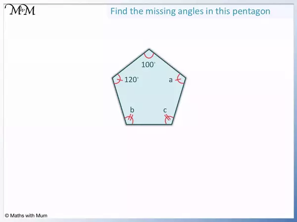 how to find a missing angle in a pentagon example