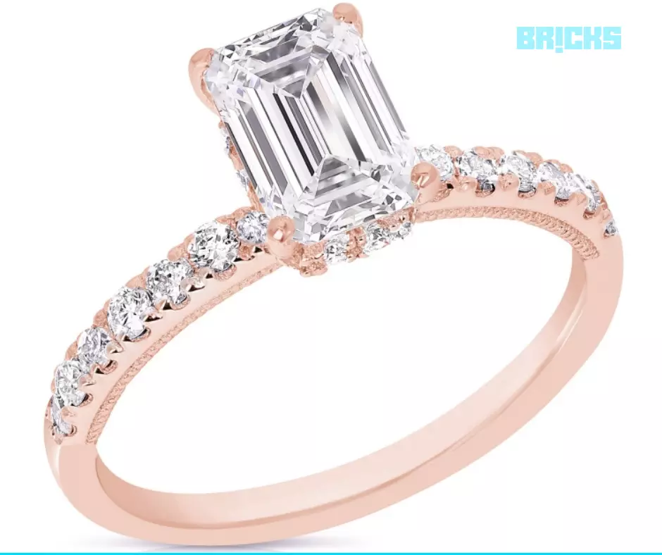 A bridal diamond ring in side stone ring design