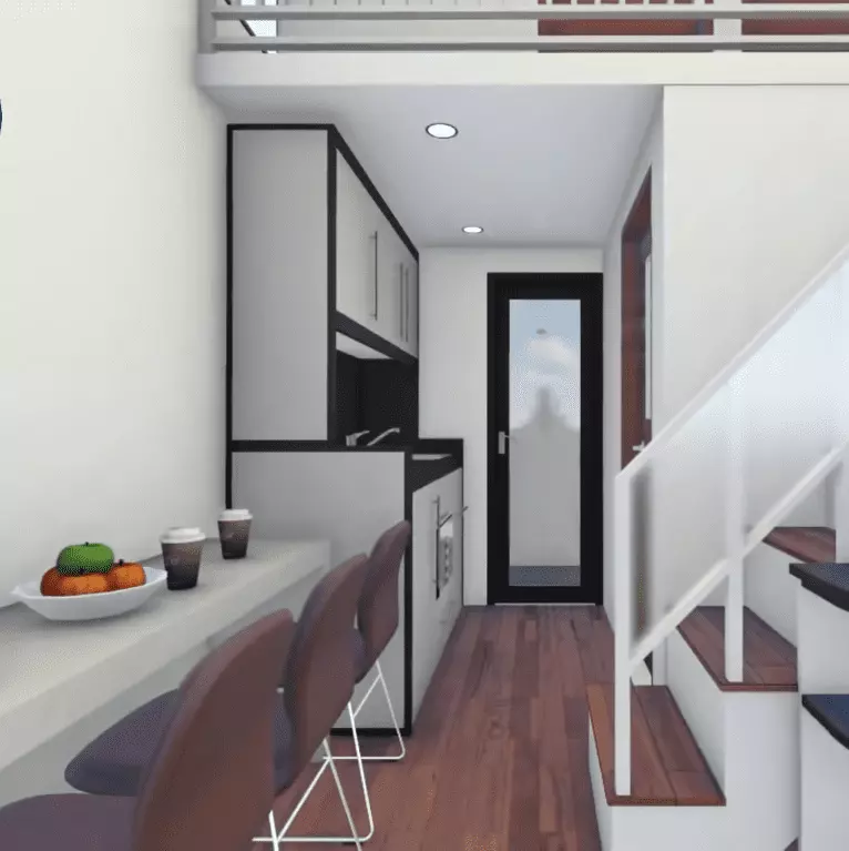 Example of a modern 25 sqm tiny house