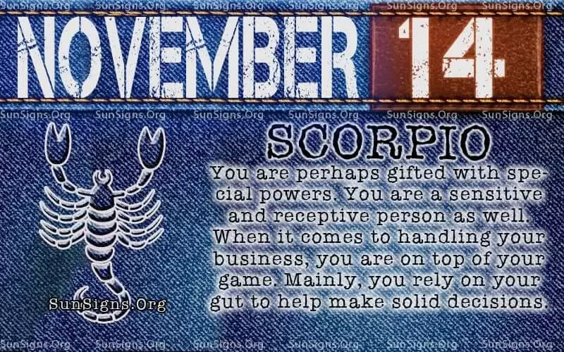 November 14 Scorpio Birthday Calendar