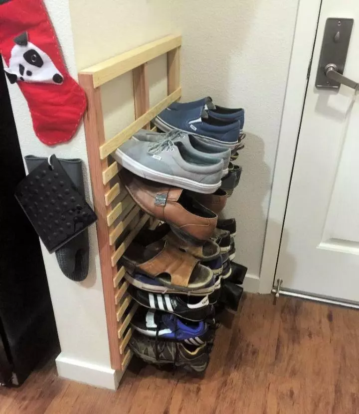 DIY Wooden Entryway Shoe Cubby Shelf