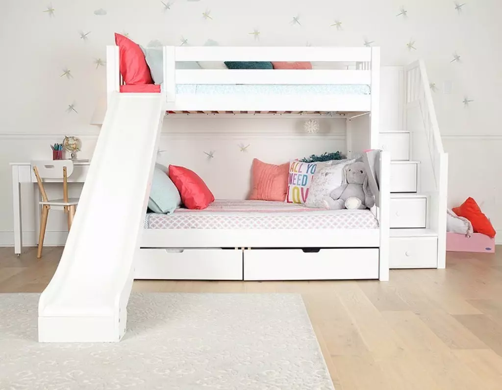 twin bunk beds with slide