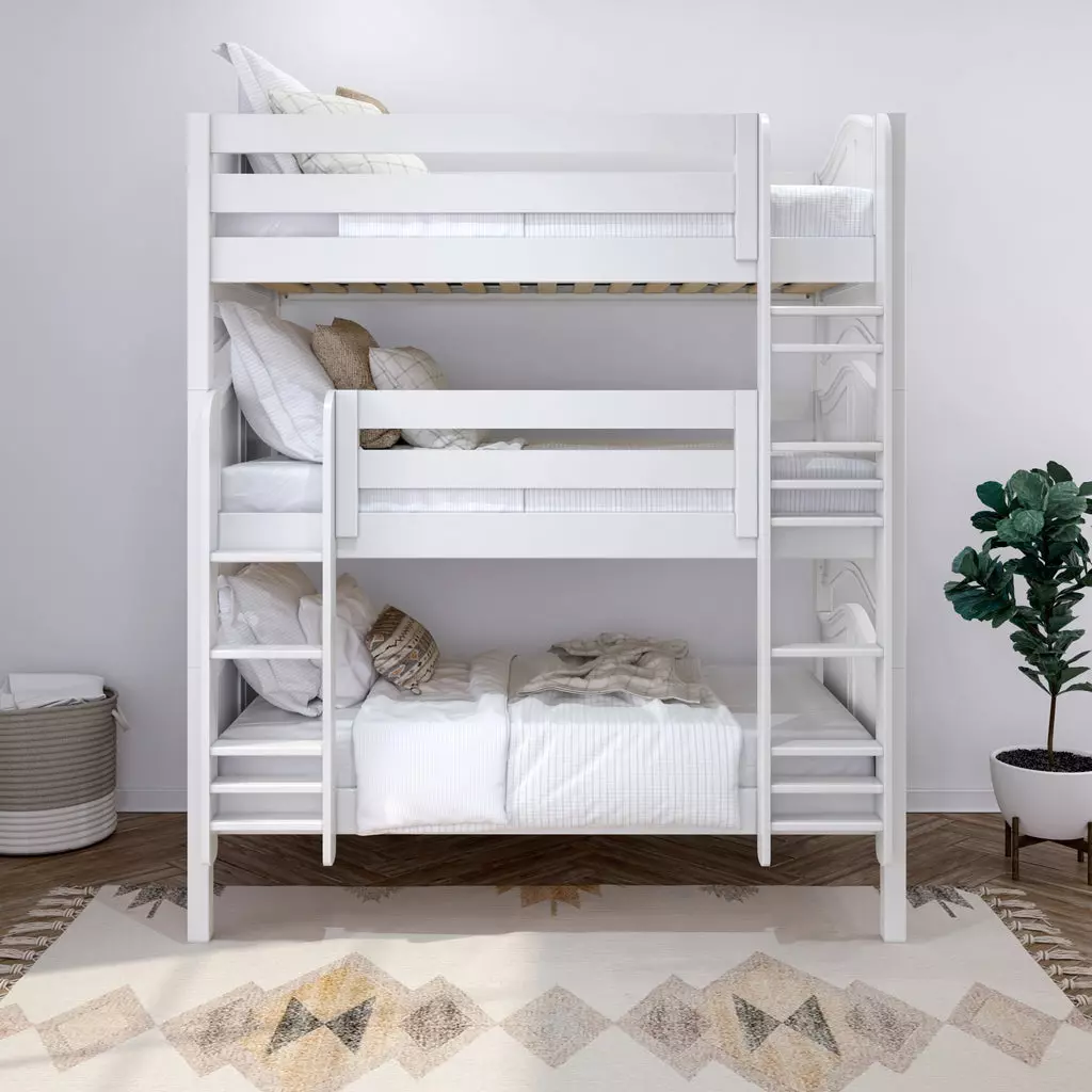 white corner bunk beds