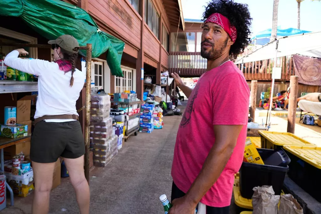 FEMA is set up outside of War Memorial Gymnasium, a makeshift shelter for displaced residents, in Wailuku, Hawaii, on Aug. 14.