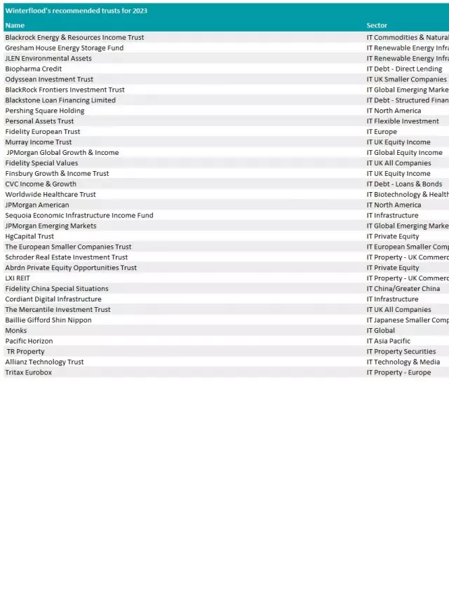   Winterflood’s Top Investment Trusts for 2023: A Roadmap to Success