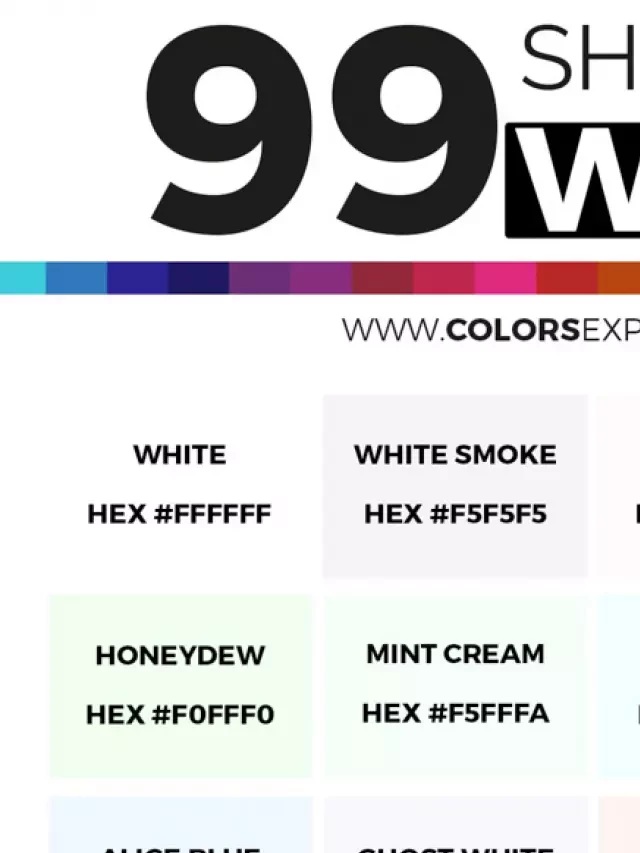   99 Shades of White Color: Names, HEX, RGB, &amp; CMYK